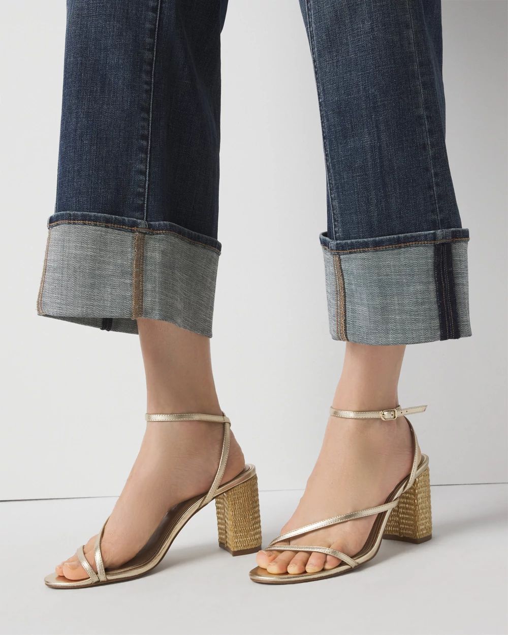 The Stephanie Gold Raffia Heel